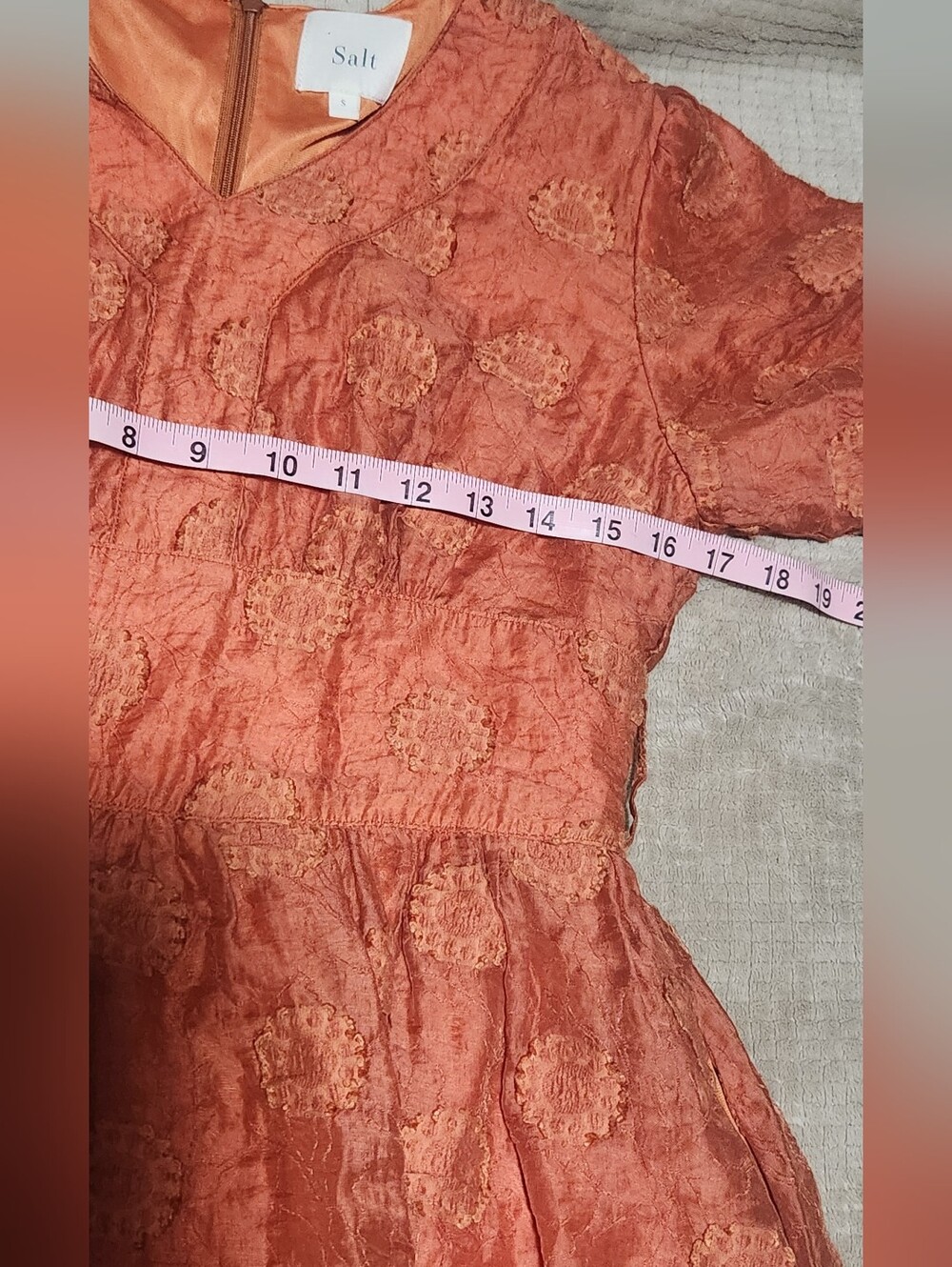 Salt Dress, Burnt Orange, Embroidered Flowers Size Small - Picture 4 of 6